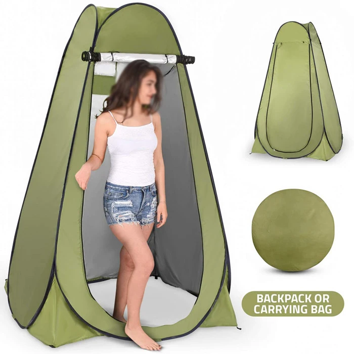 Portable Outdoor Steel Frame Beach Shower Tent Waterproof Pop-Up Locker Room Hiking Camping Toilet