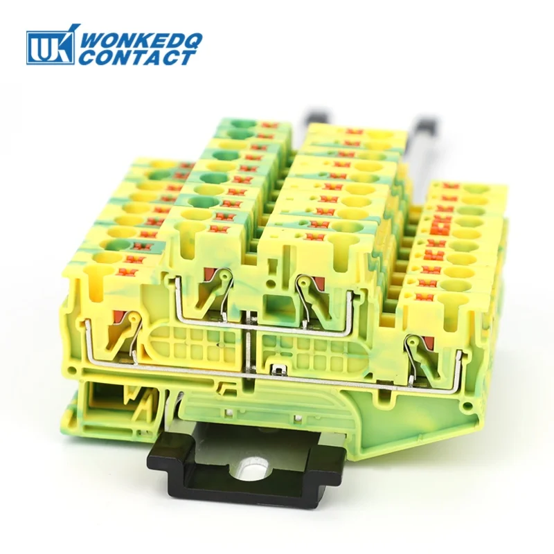 PTTB4-PE 4mm² Ground Terminal Block Push-in Din Rail Dual Level Terminals 4 Position Grouding Connector 2-Layer PTTB 4 PE