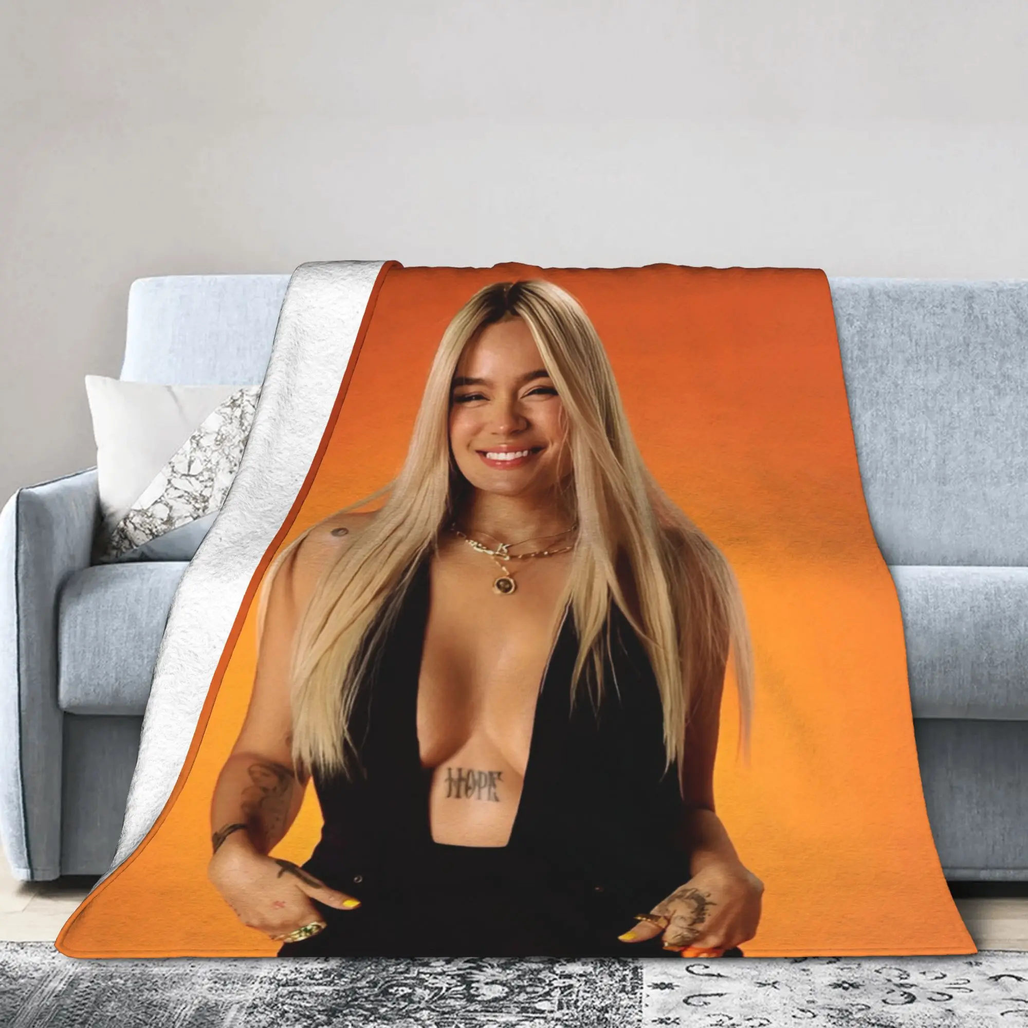 Karol G Tropicoqueta New Album Plush Blanket Verano Rosa Funny Throw Blankets for Home 200x150cm Plush Thin Quilt