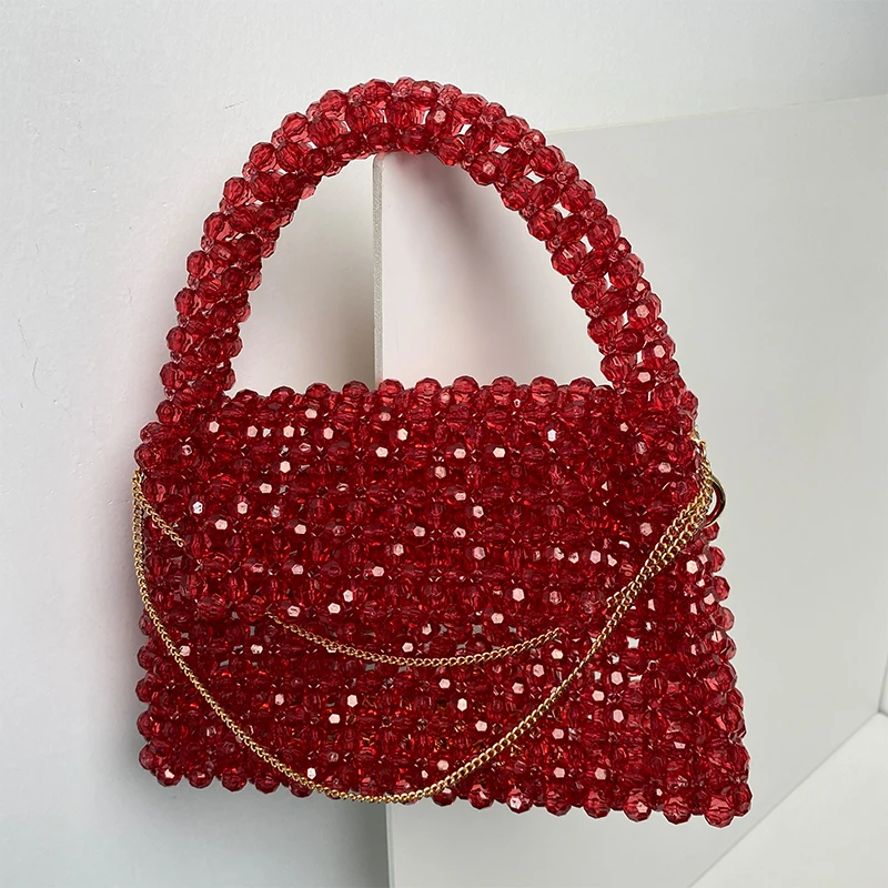 Solid Color Beaded Bag Portable Designer Handbags Purses Messenger Top-Handle Ladies Gift Exquisite Women Fashion DROPSHIPPING