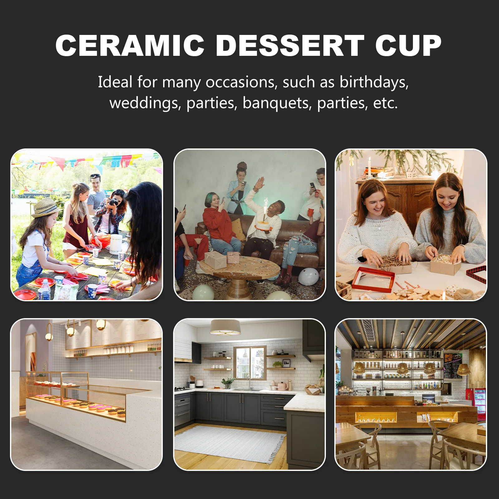 

Premium Ceramic Ice Cream Cup with Spoon Nordic Design Dessert Bowl for Fruit Salad Pudding Serving Dish Home Kitchen Decor