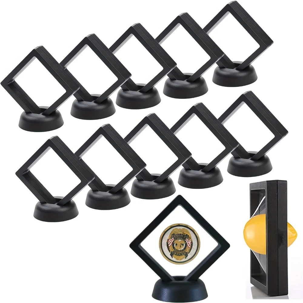 

10pcs black square 3d floating frame display stand,hanger box,jewelry,accessories,challenge coin storage and display stand
