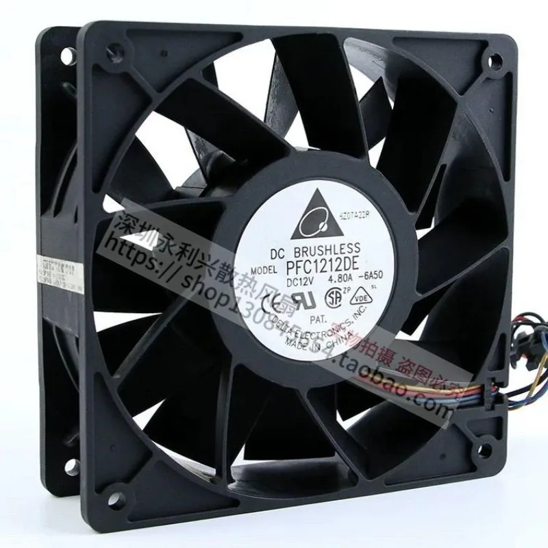 12038 12V 4.8A 12CM High Airflow Dual Ball Bearing Fan Powerful Cooling Fan High Speed Quiet Operation Durable Industrial Coolin
