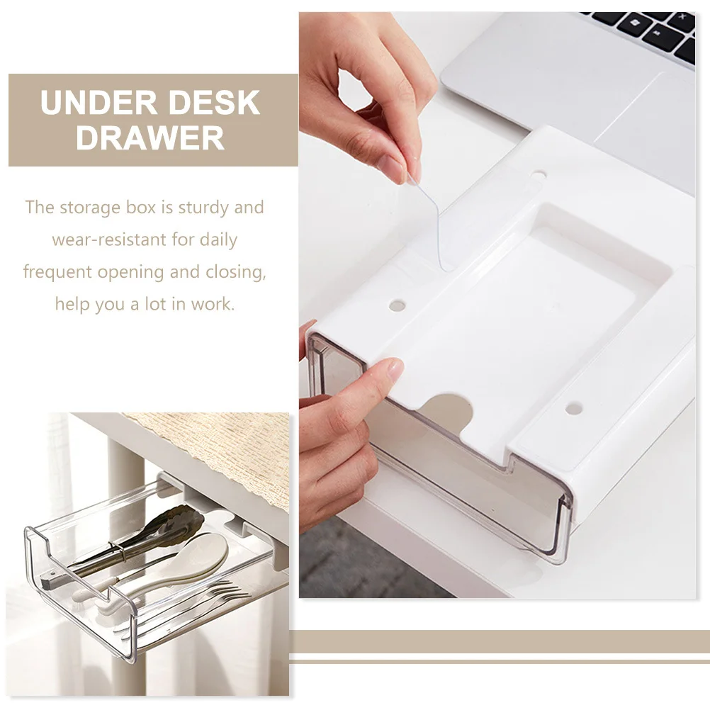 

Under Table Drawer Organizer Hidden Storage Box Under Desk Storage Holder Office Supplies Stationery Pen Cable Organizer