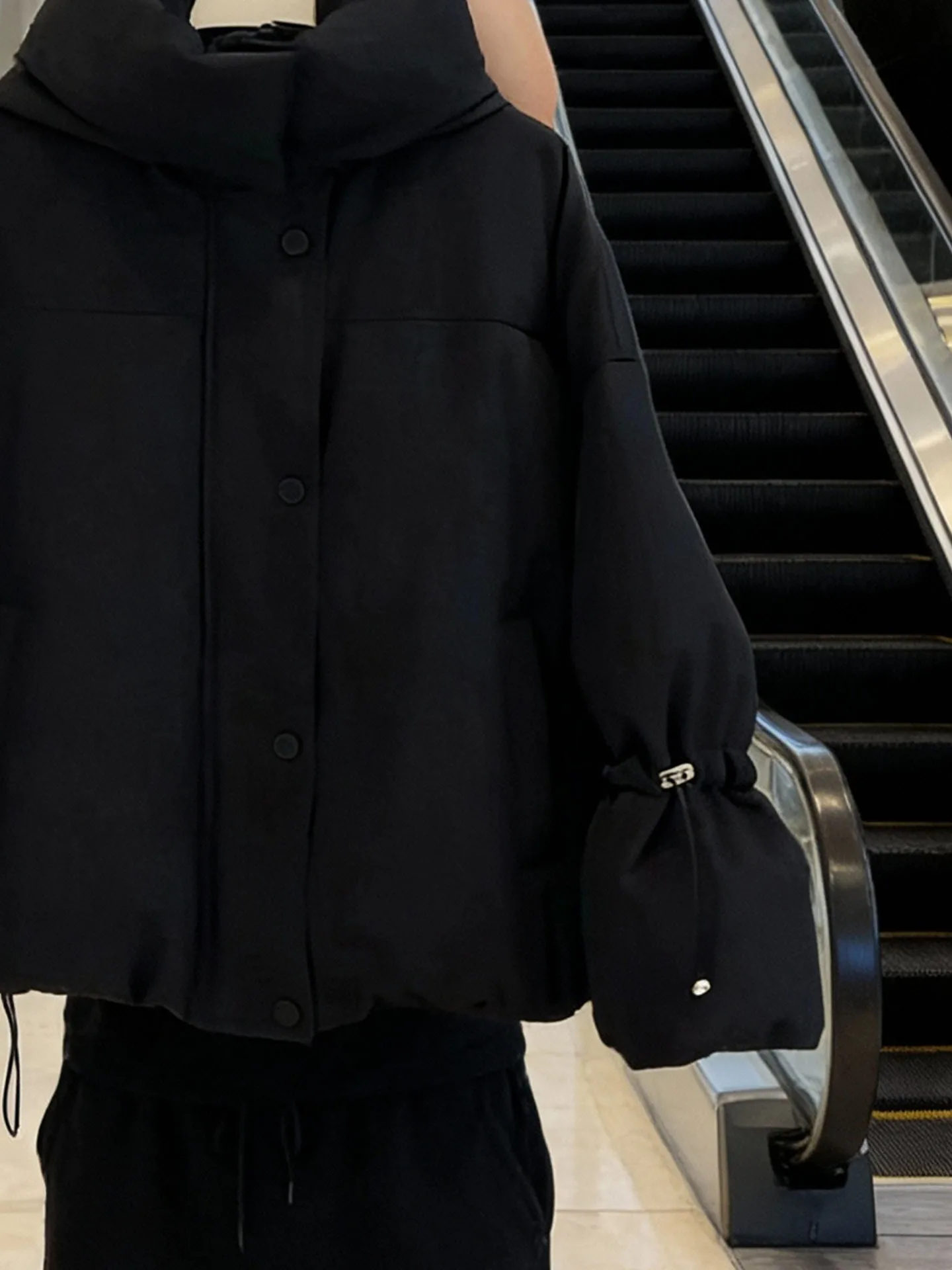 Korean Sle ort Hooded down Jaet Women's Winter Faionable Thi Outerwear High Waist White Du down Filling Warmth