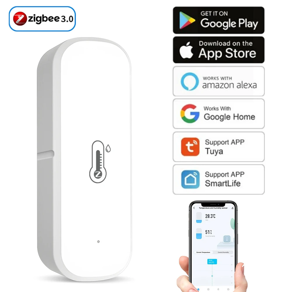 5/3/1pcs Tuya Zigbee สมาร์ทอุณหภูมิและความชื้นเซนเซอร์แบตเตอรี่ Smart Home Security ทํางานร่วมกับ Alexa Home