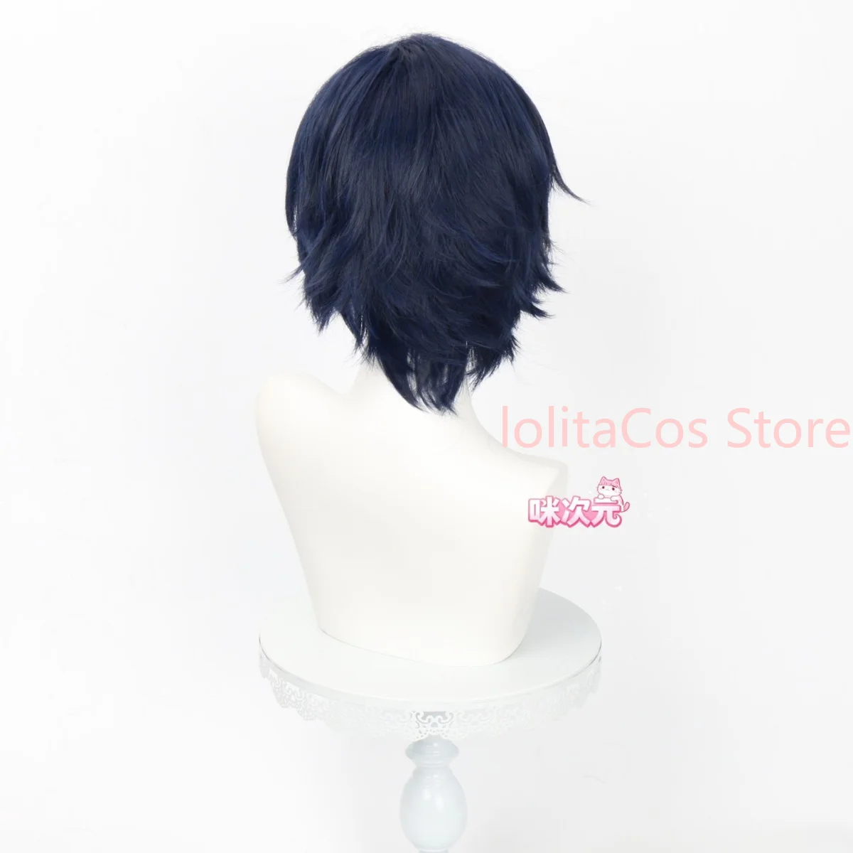 Genshin Impact Valeriy Cosplay Wig Special Dark Blue Short Hair Comic Con Props Role Play Cosplayer Gift Halloween Party view 6