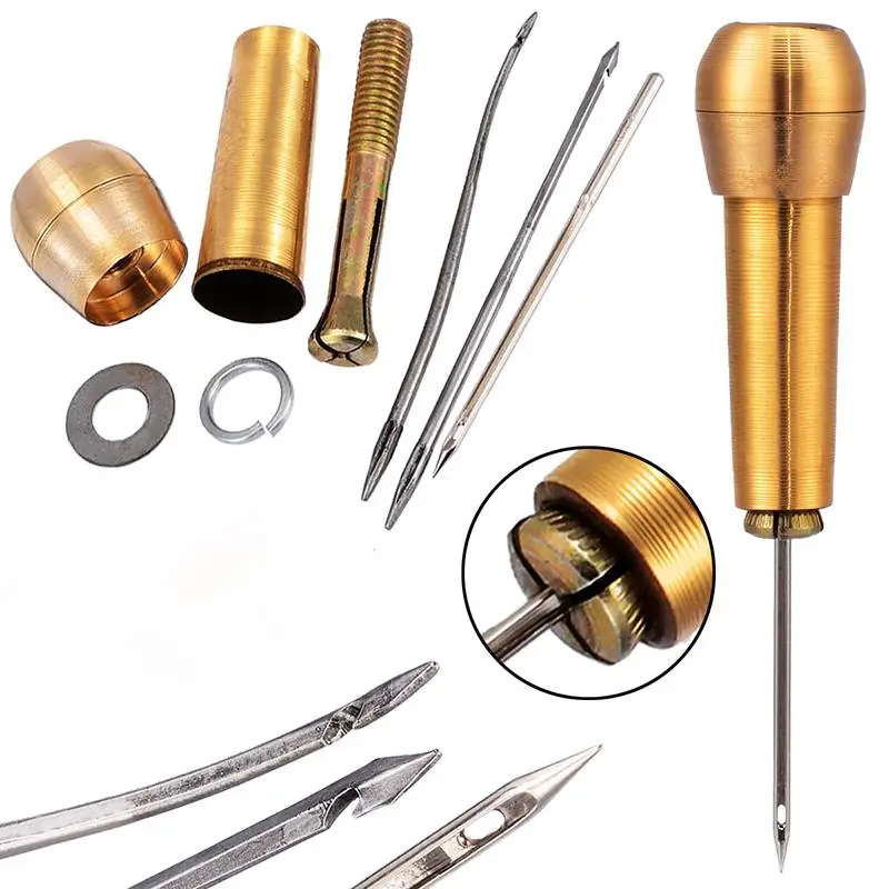 1 Set Handmade Cone Needle Canvas Leather Tent Shoes Sewing Awl Taper Repairing Tool Sets Hand Stitching Leathercraft Needle Kit