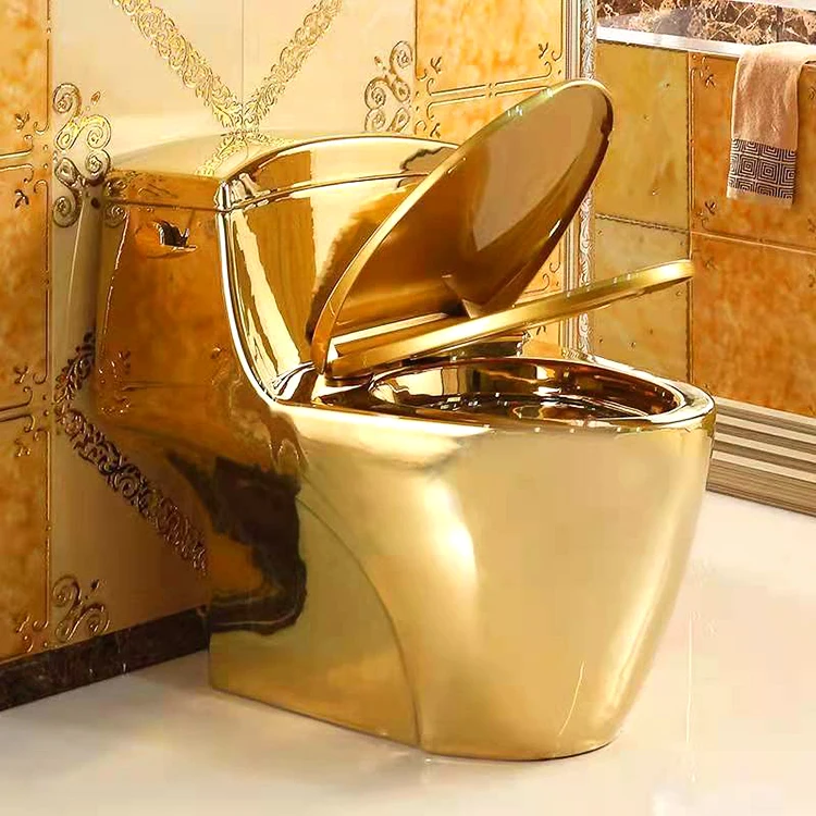 

European Floor Mounted Sanitary Ware Color Wc Water Closet Cheap Ceramic Small One Piece Golden Plated Luxury Gold Toilet Bowl