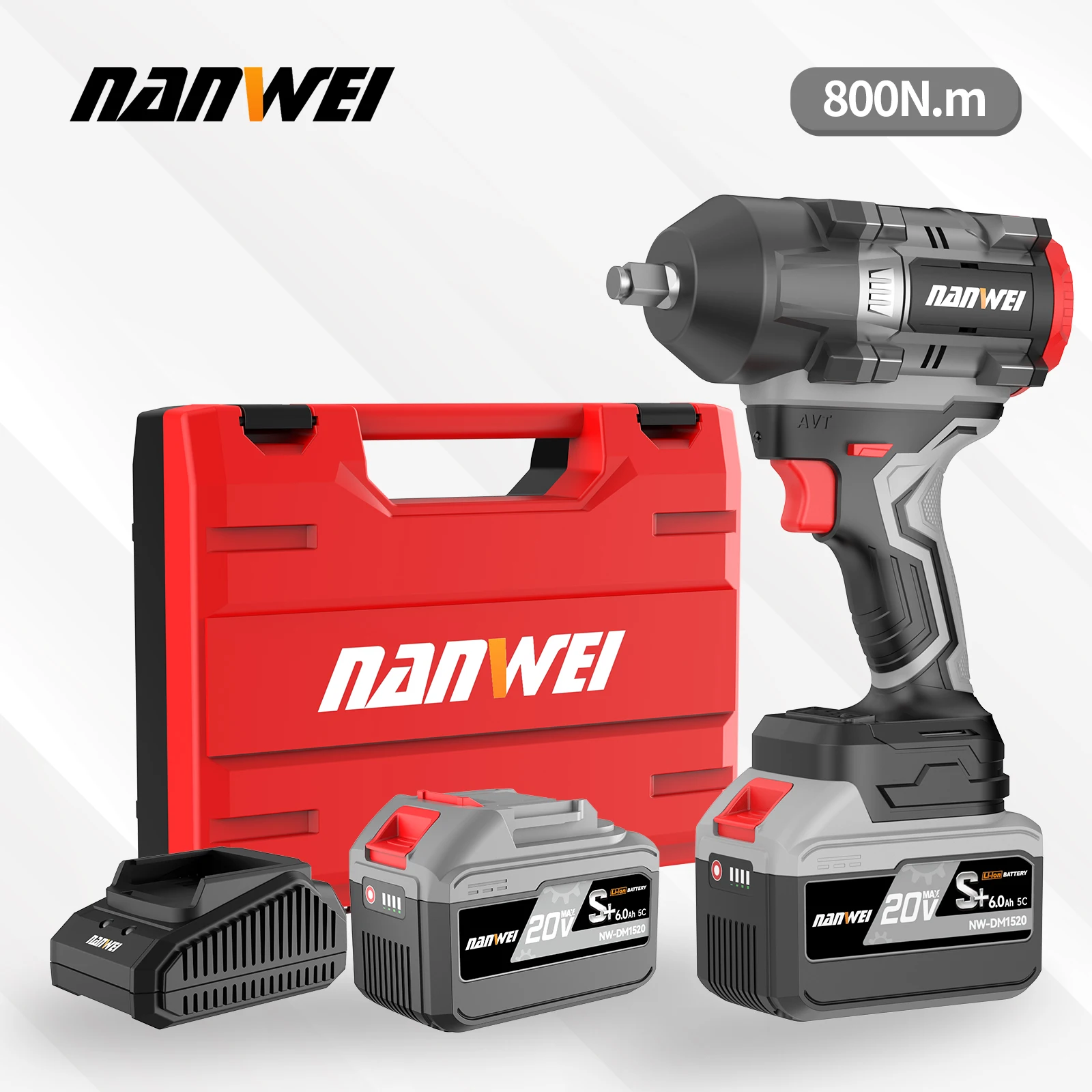 NANWEI Cordless Electric Wrenches Brushless Auto Repair Electric Wrenches 800N Super Torque for removing car tyres
