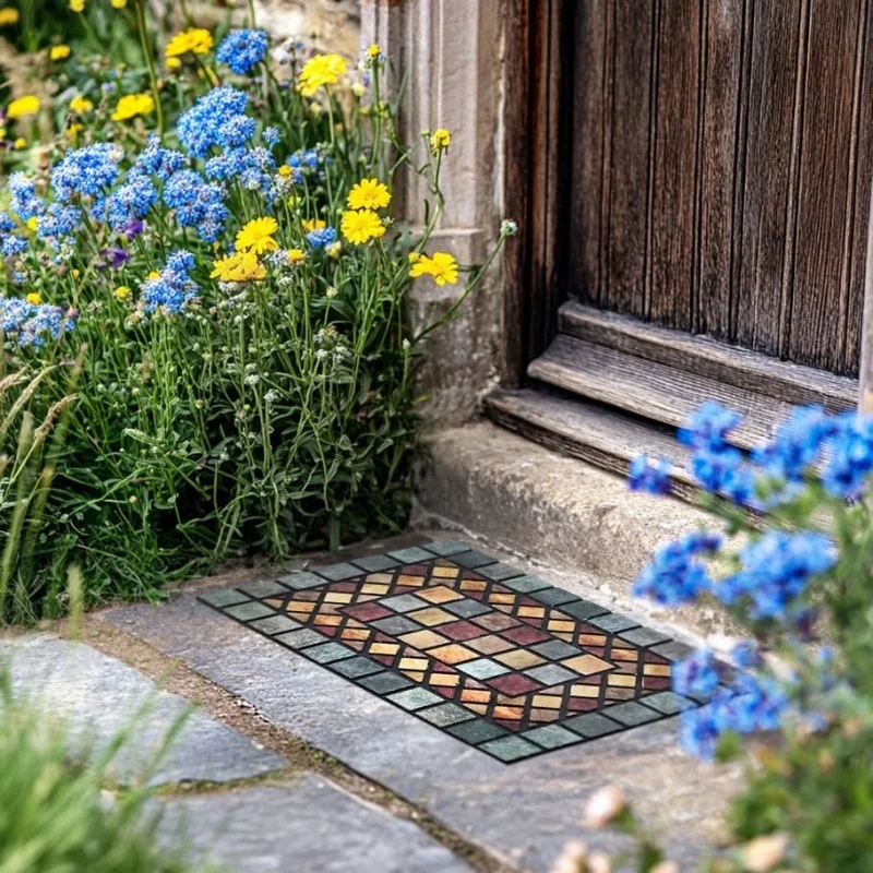 Newest Floor Mat Three White Goose Wildflower Print Coir Doormat Farm Animal Entryway Floor Mat