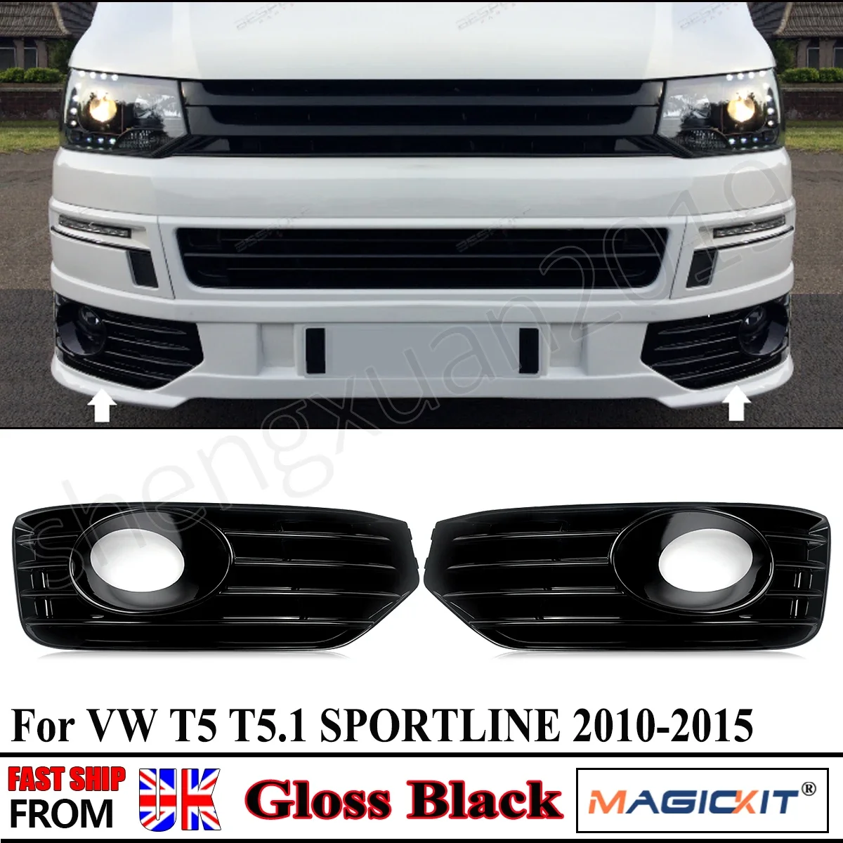 

1PAIR FOR VW T5 T5.1 FOG LAMP LIGHT COVERS GLOSS BLACK FOR SPORTLINE 2010-2015