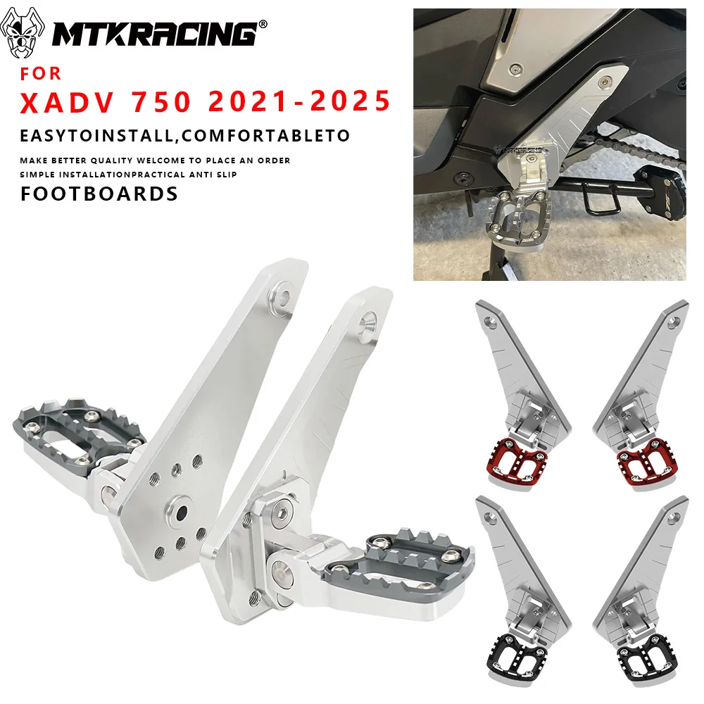 

MTKRACING For HONDA XADV 750 2021-2025 Motorcycle Accessories Folding Rear Foot Pegs Footrest Passenger