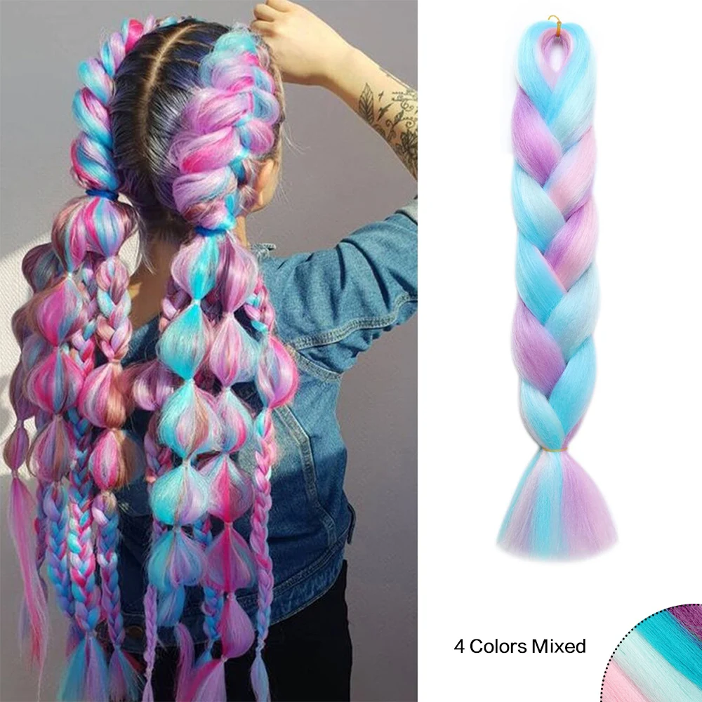 Synthetic 24Inch Jumbo Braids Hair Extension Afro Ombre Color Box Yaki Straight Crochet Braid DIY Hair for Women