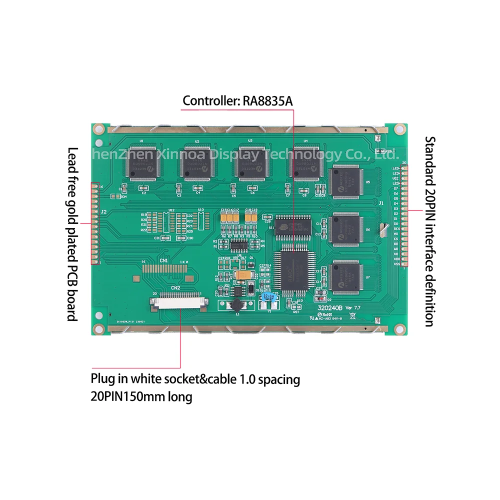 Imagem -06 - Módulo Lcd Âmbar com Controlador de Letra Equipamento Distribuidor do Combustível 320240b Ra8835 320x240 Lcd Preto