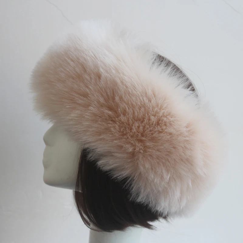 Winter Fluffy Faux Fur Hat Women Soft Keep Warm Plush Empty Top Caps Hairband Outdoor Windproof Skiing Ear Warmer Russian Hats