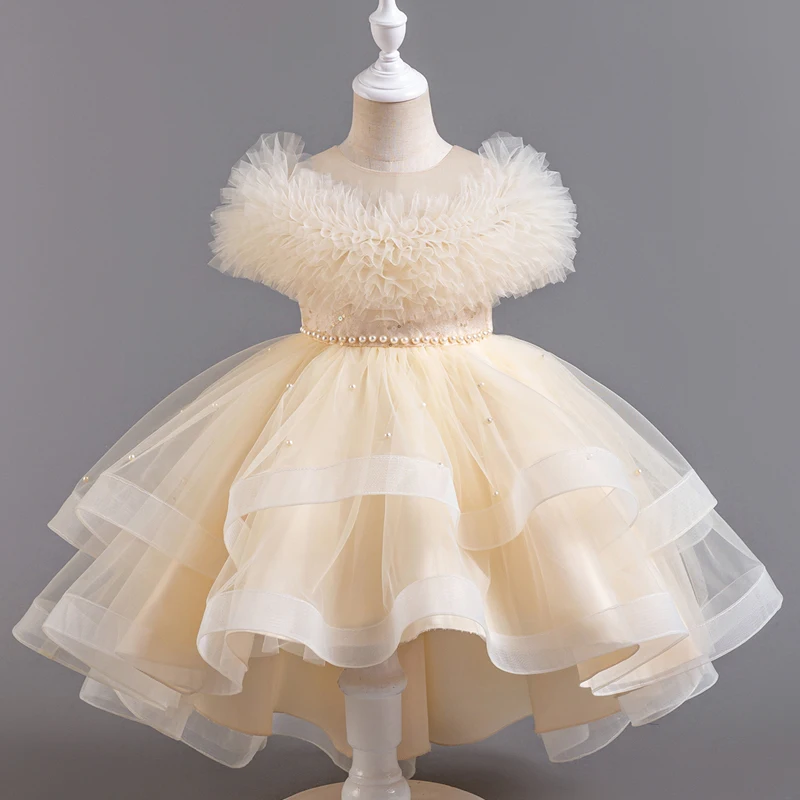 A2401 Kinderboetiek Etentje Formele Jurk Prinses Wit Elegante Glitter Baljurk Baby Meisjes Verjaardagsfeestjurken