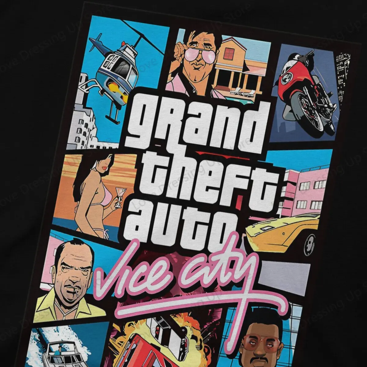 Grand Theft Auto Vice City Cover 100%Pure Cotton men\'s Tshirt Short Sleeve Tshirts Grand Theft Auto Gta Funny Tops