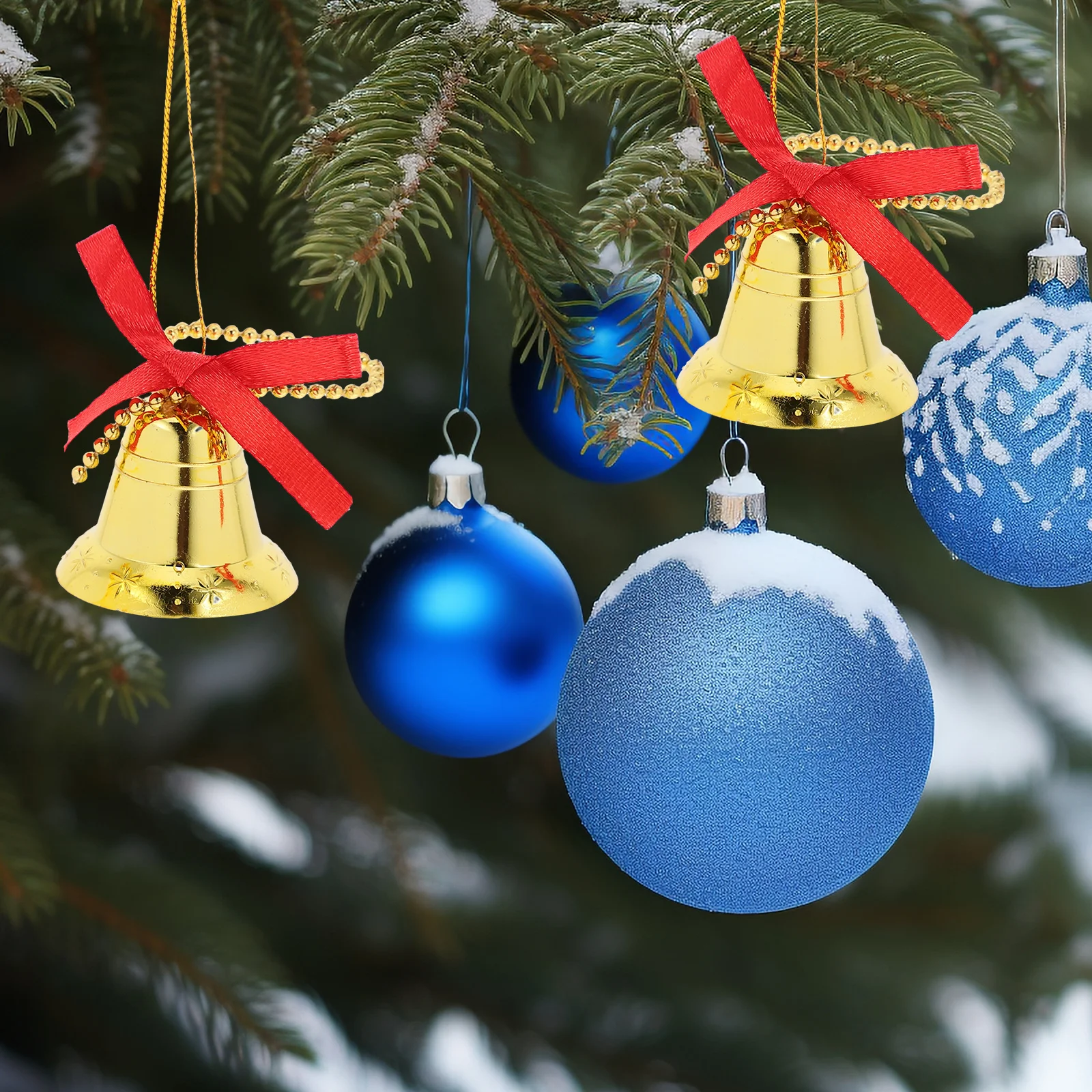 

6Pcs Xmas Tree Ornaments Bows Bells Elegant Design Versatile Holiday Decor Christmas Tree Decoration Bells Christmas Ornament