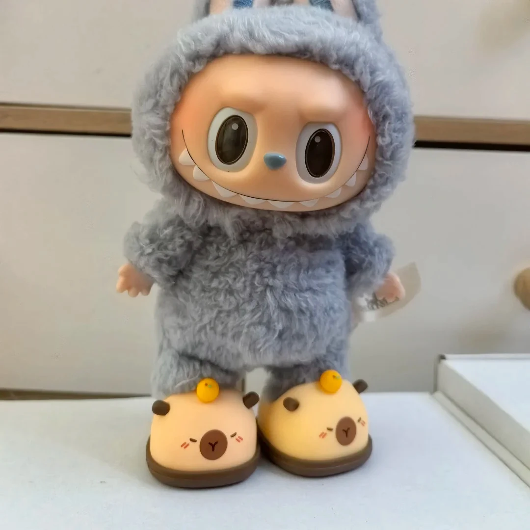 

17cm Labubu V2 V1 Doll Shoes Capybara Slipper Shoes Casual Sandal Dolls Accessories DIY Doll Toys