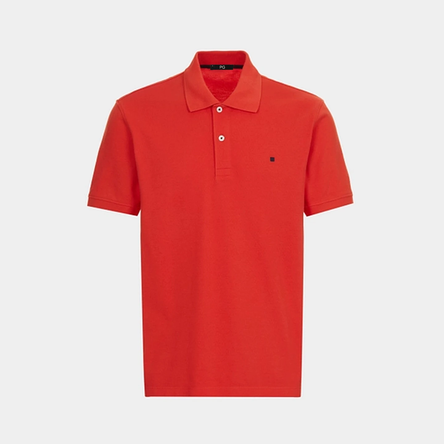 PG Kleines Logo Besticktes Einfarbiges Baumwoll-Kurzarm-Poloshirt für Herren Regular Fit Minimalistische Lässige Oberteile – Detail 15