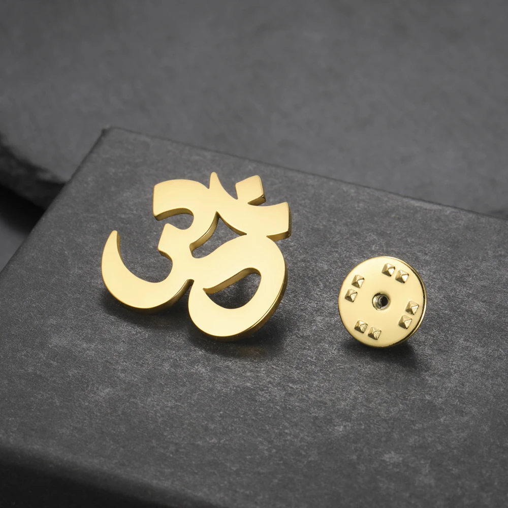 Dawapara Sanskrit Symbol Om Aum Ohm Brosche Yoga Schmuck Hindu Spirituelles Amulett Edelstahl Anstecknadeln – Detail 6