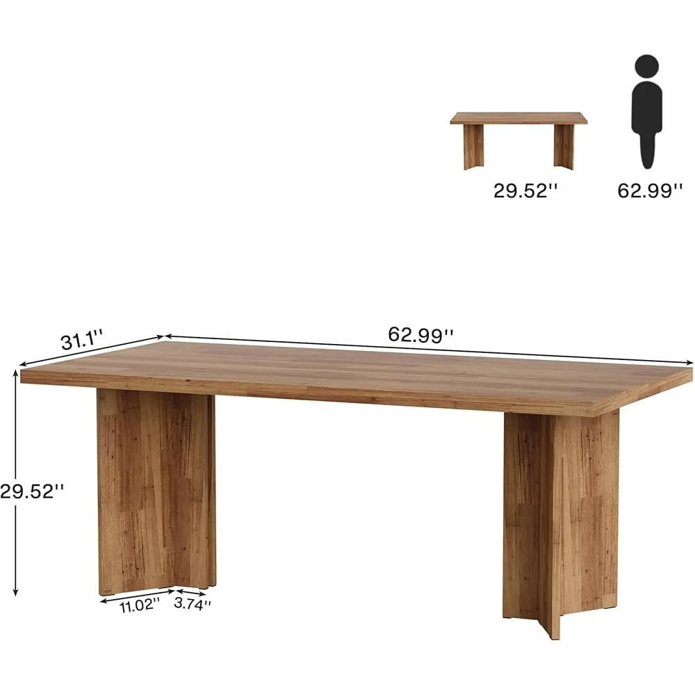 Vintage 63 Inch Executive Desk Large Tabletop Multifunctional Writing Conference Table Heavy Duty Home Office Computer Desk