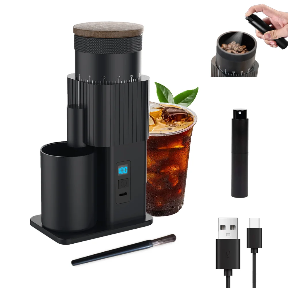 

Coffee Grinder Adjustable Electric Coffee Grinder Rechargeable Coffee Bean Grinder with Anti-Static Sprayer, Holiday Christmas