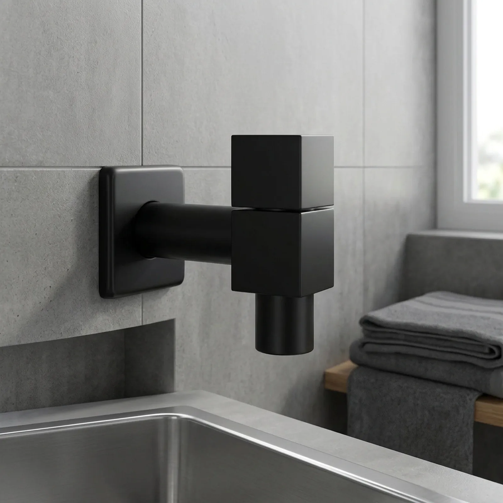 Black Solid Brass Tap for Washing Machine and Mop Pool Use Wall Mounted for Bathroom Kitchen Balcony Garden Applications