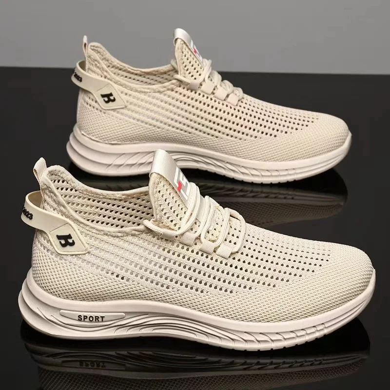 

Весна и лето 202, новые спортивные мужские дышащие кроссовки с сеткой для бега, легкая и удобная рабочая обувь