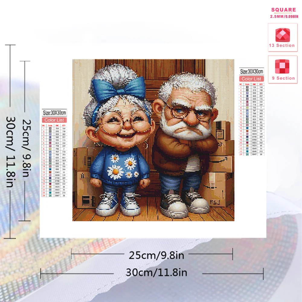 Momoart 5D DIY Diamond Painting Grandparent Couple Portrait Full Square Round Old People Embroidery Cartoon Handmade Hobby