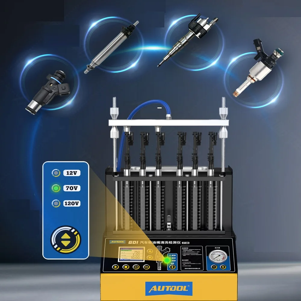 AUTOOL CT500 GDI EFI FEI Fuel Injector Cleaner And Tester Machine for Car & Motorcycle 6 Cylinders Engine Maintenance Tool