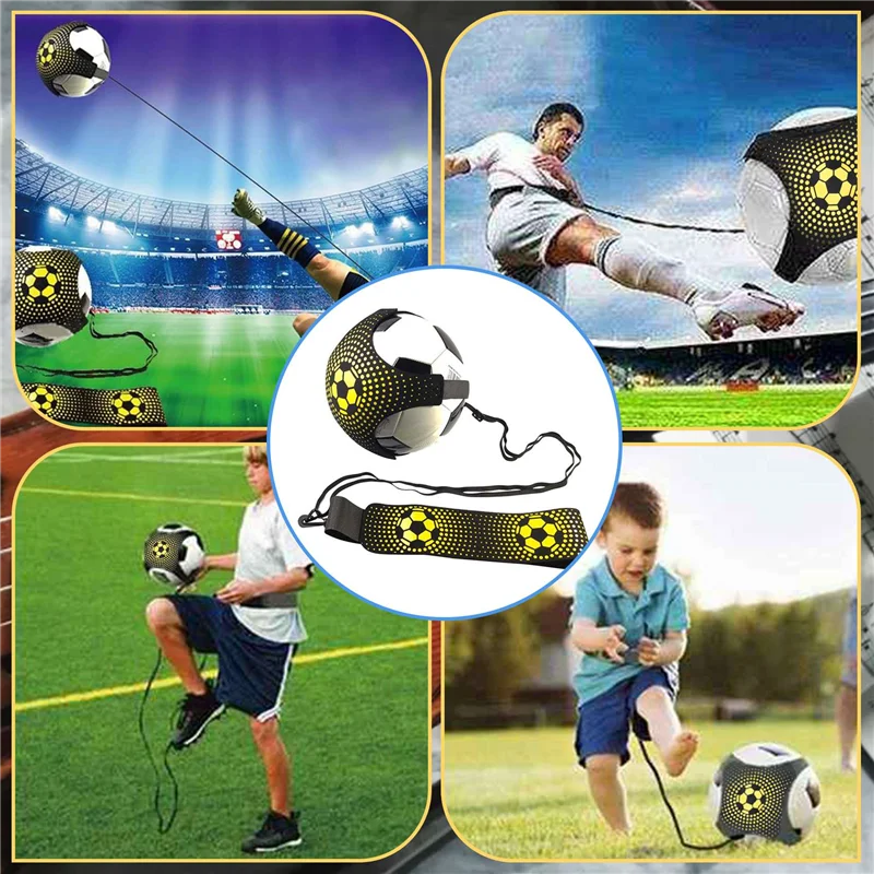 ABHS-เข็มขัดฝึกซ้อมลูกฟุตบอล,ฟุตบอลเตะโยนเดี่ยวฝึกการฝึกอบรมการควบคุมทักษะเข็มขัดปรับได้สําหรับเด็กผู้ใหญ่
