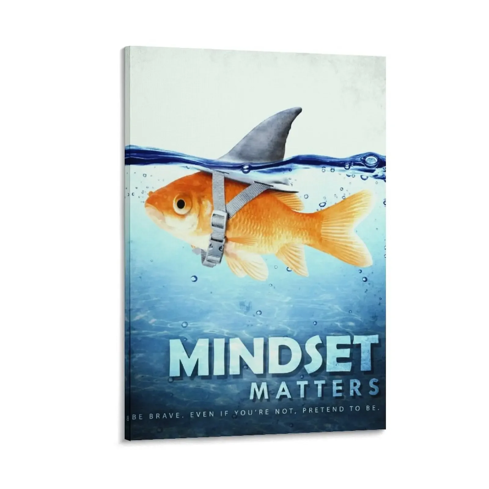 

Mindset Matters Motivational Office Decor Entrepreneur Mindset Is Everything Fish Shark Illustration Canvas Painting