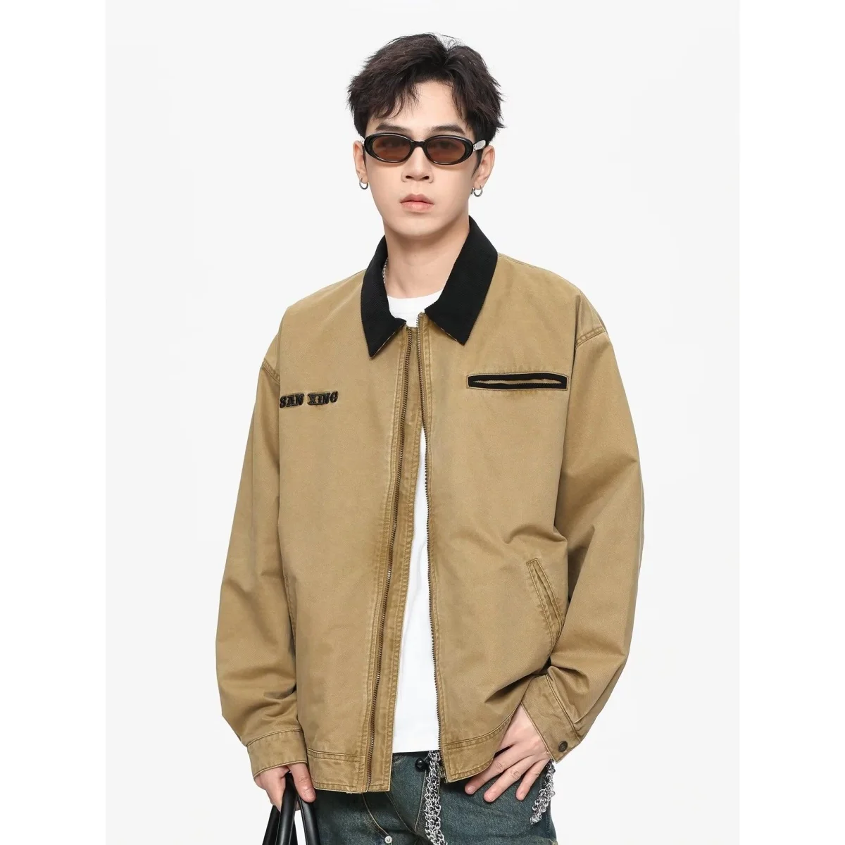 

YOKE STUDIO American Retro Detroit Workwear Jaet Men's Women's Corduroy Patchwork Fce Outerwear Spring Autumn