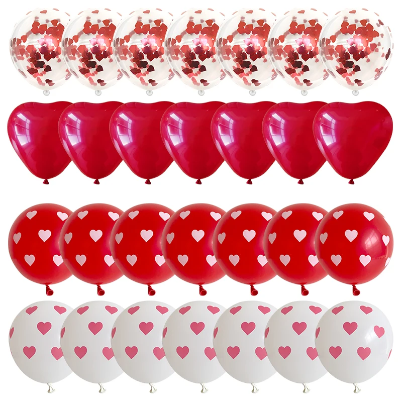 28pcs/lot 12 inch Red Love Heart latex balloons wedding confession anniversary Decoration Air Balloon Marriage gift Helium Ball