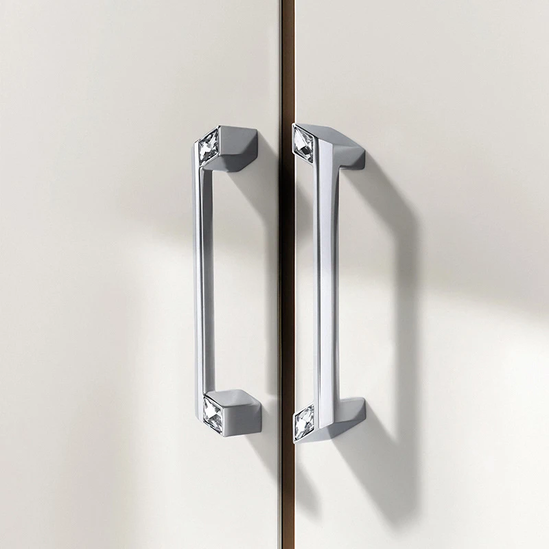 Luxury Crystal Handles Drawer Knobs Gold Black Chrome Kitchen Cabinet Handles Wardrobe Door Pulls Furniture Handle Hardware