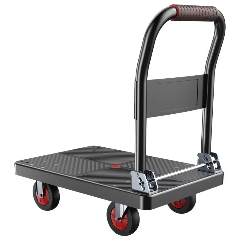 90 * 60 500Kg household transport trolley foldable double beam tractor trailer with flat car for small space storage