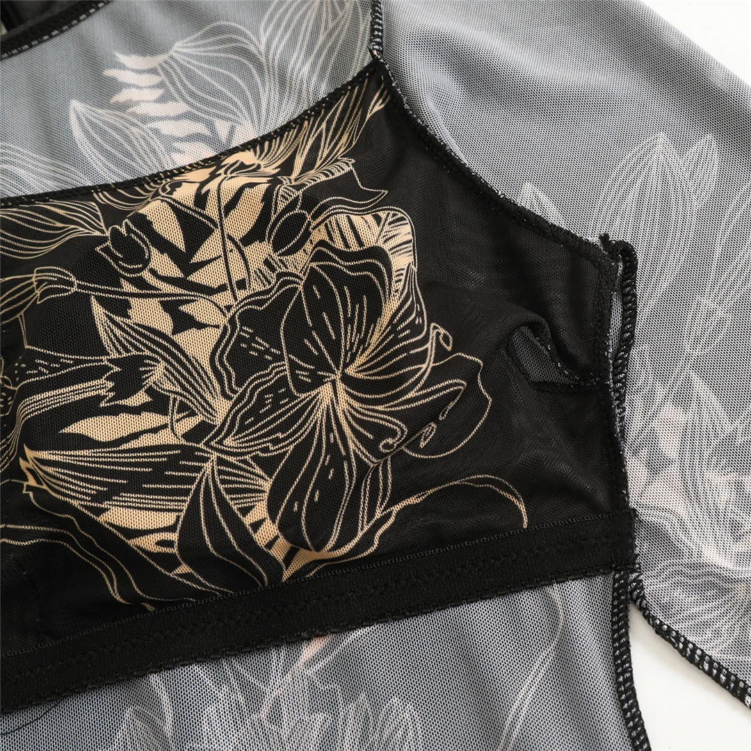 S - XXL 3-teiliges Set, neues, bedrucktes, langärmeliges Badeanzug-Set mit Hose, Sarong, Damen-Badebekleidung, einteiliger Badeanzug, Damen-Badeanzug, Badeanzug V7180 – Detail 25