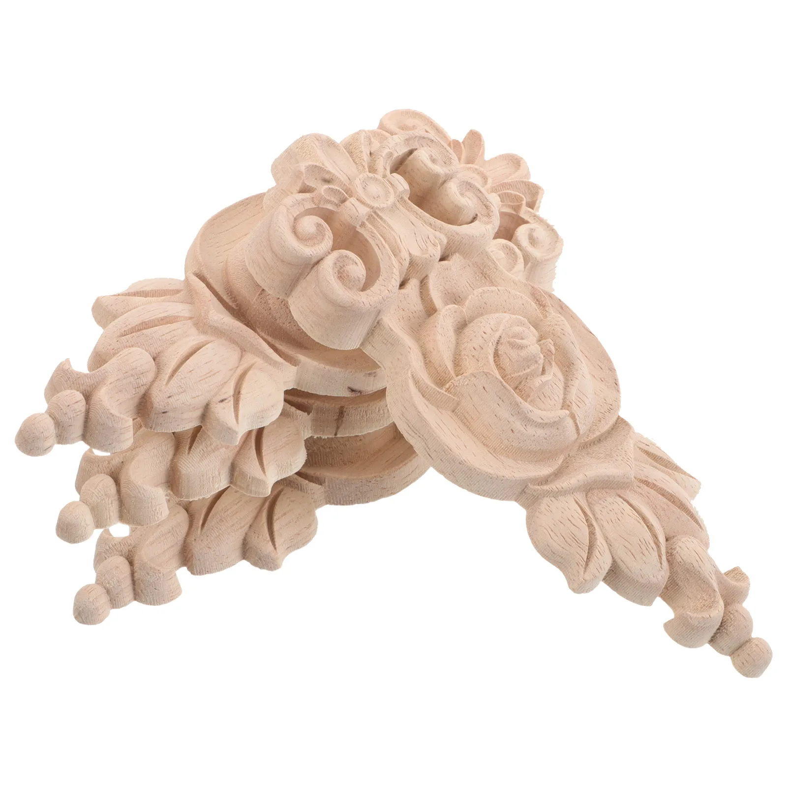 

4pcs Solid Wood Decorative Decals European Carved Onlay Applique Cabinet Oval Furniture Molding Stickers for DIY