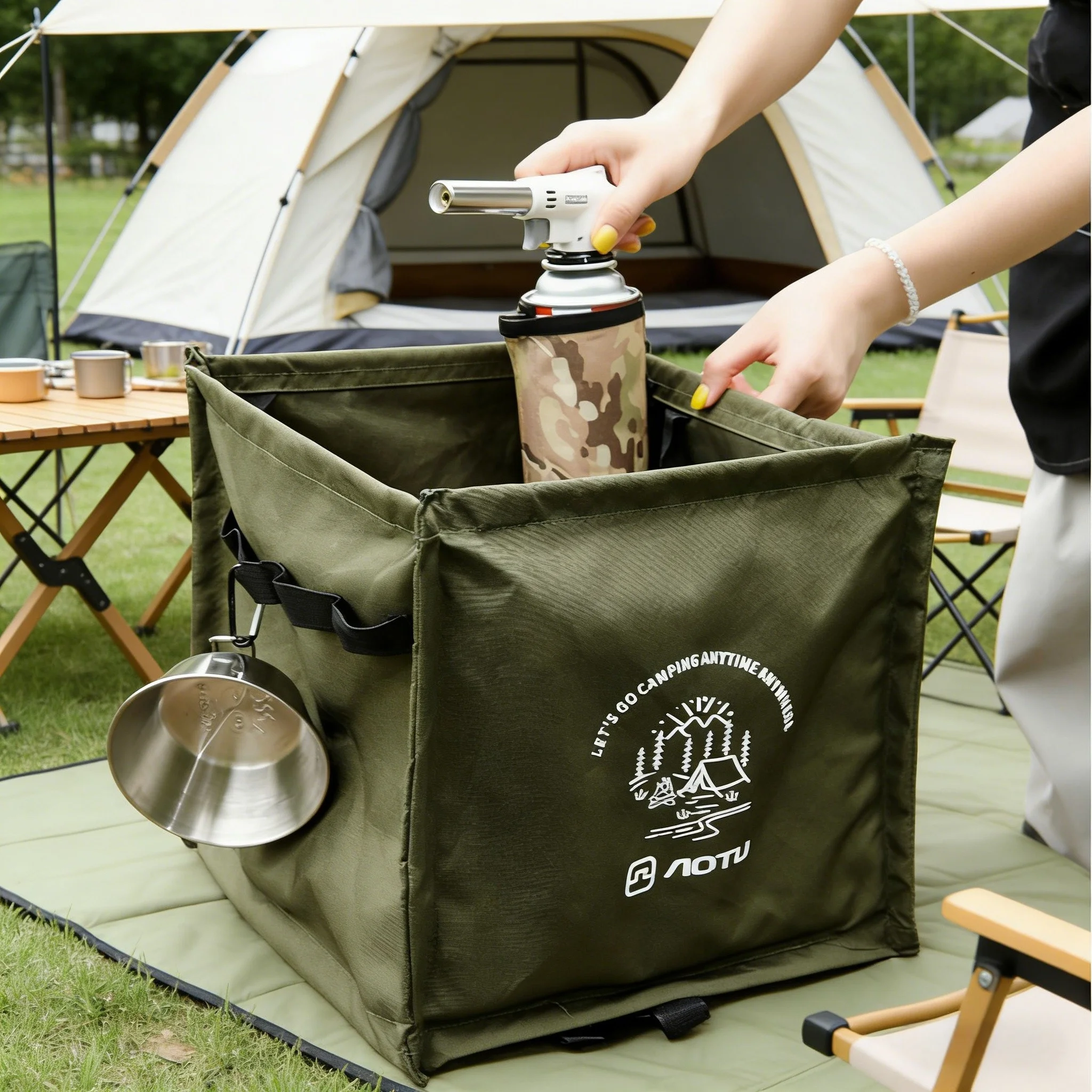 

Outdoor Triangle Folding Trash Can Camping Gear Storage Box Large Capacity Tactical Storage Bag Camping Gear