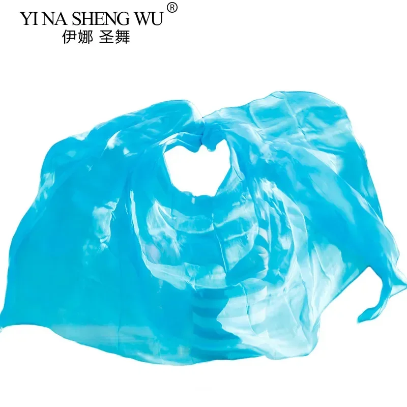 100% الحرير الرقص الشرقي الحجاب الرقص الشرقي وشاح شال حريري لون الفيروز النقي أداء الرقص الشرقي الحجاب الحرير 250/270*114 سم #1