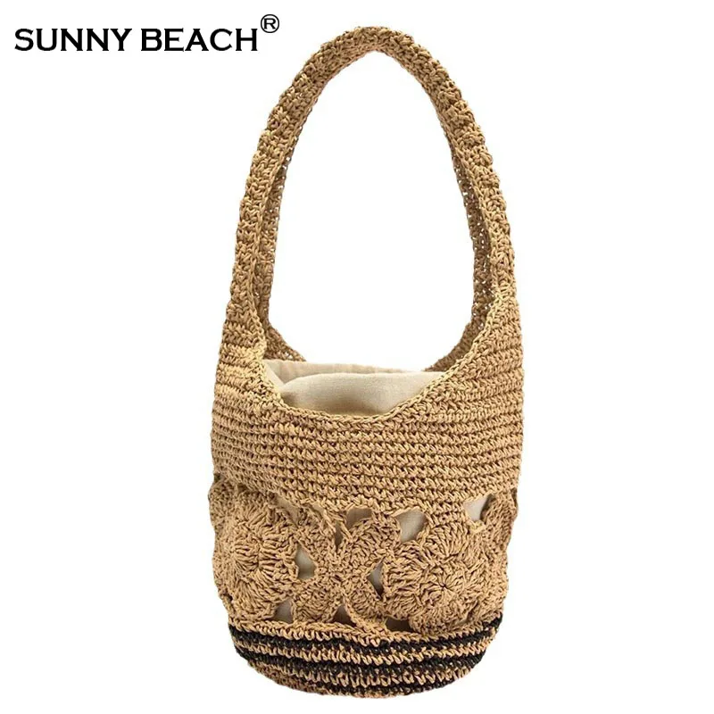 Large capacity straw woven women bag 2024 new single shoulder bag hand woven underarm bag fashion hollow summer beach bag