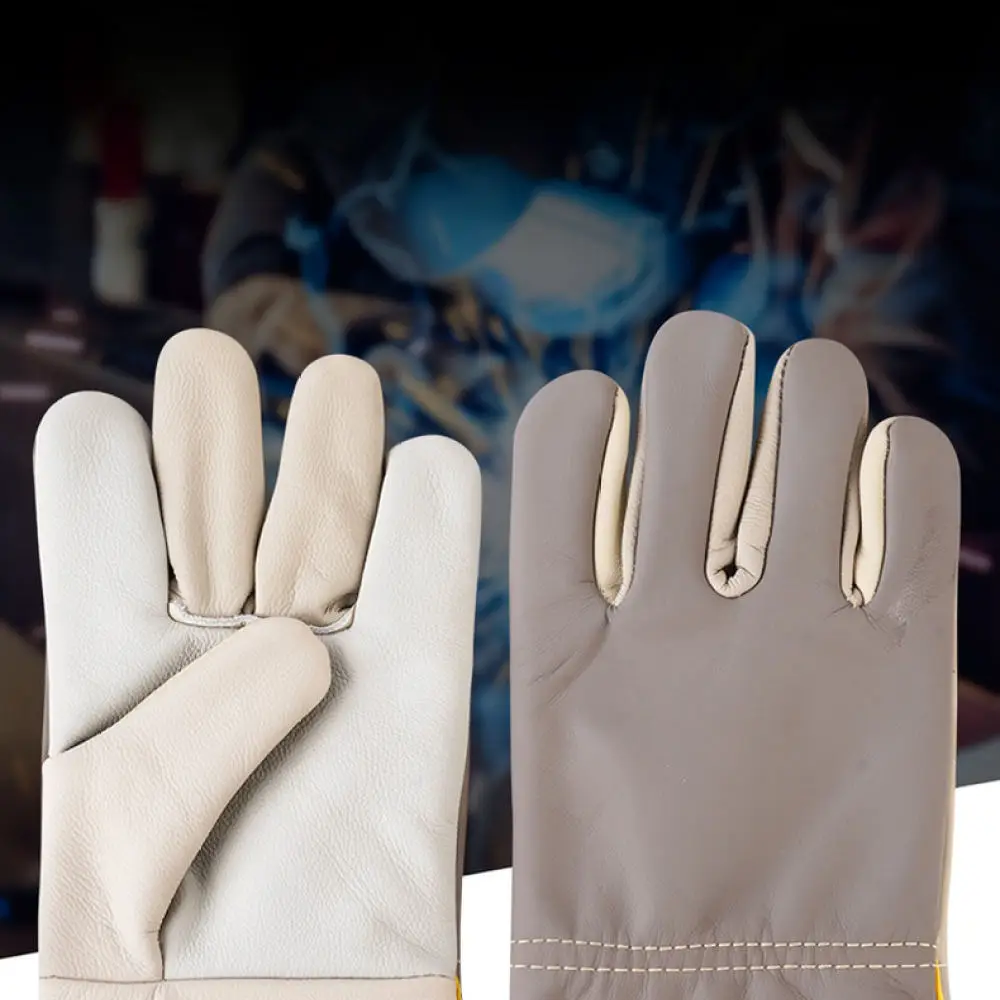 Cowhide Leather Welding Gloves Short Style Industrial Safety Protection Wear Resistant For Lianfang Construction Work