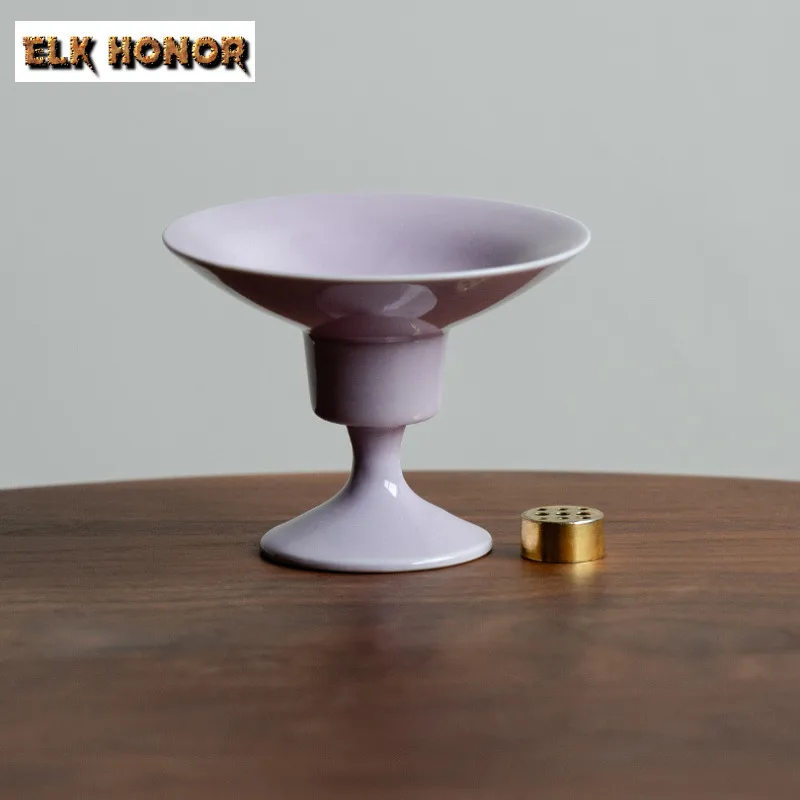 الهواء الأرجواني من الشرق ارتفاع القدم حامل البخور الصغيرة المستديرة البخور شلال البخور الشعلات المكررة مبخرة عناصر الشاي هدية