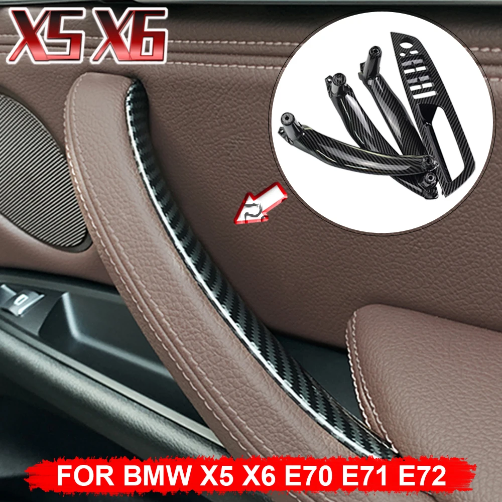 LHD RHD Carbon 4-teiliges Innentürgriff-Panel-Kit Ersatzteile Dekoration für BMW X5 X6 E70 E71 2007-2013 – Detail 2