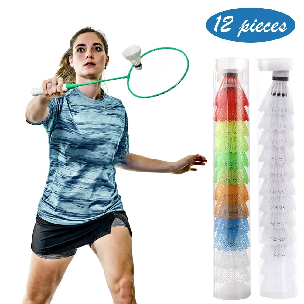 12 szt. Plastikowa lotka do badmintona Lekki badminton do ćwiczeń uderzających Przenośny badminton do ćwiczeń na świeżym powietrzu