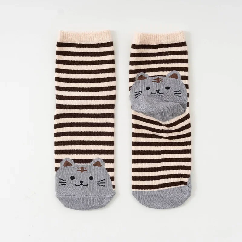 Women's Autumn and Winter Socks, Children's Cute Cotton Mid Tube Socks, Cat Korean Cartoon Cute Short Socks