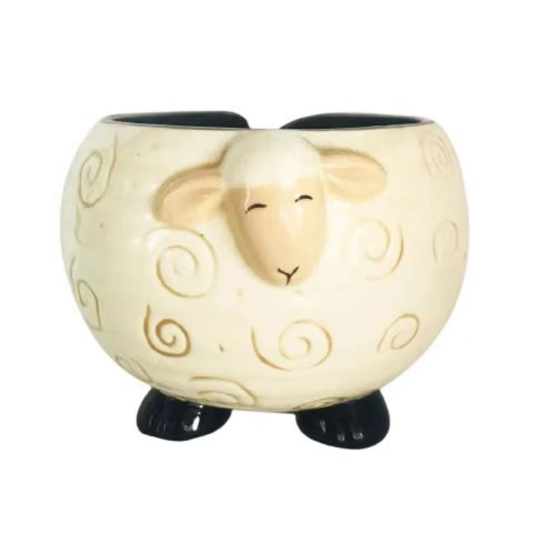 

Storage Bowl 6-Inch Cute Ceramic Underglaze round Sheep Animal Shape Woolen Yarn Ball Plate Key Storage Textile Storage Home 1Pc