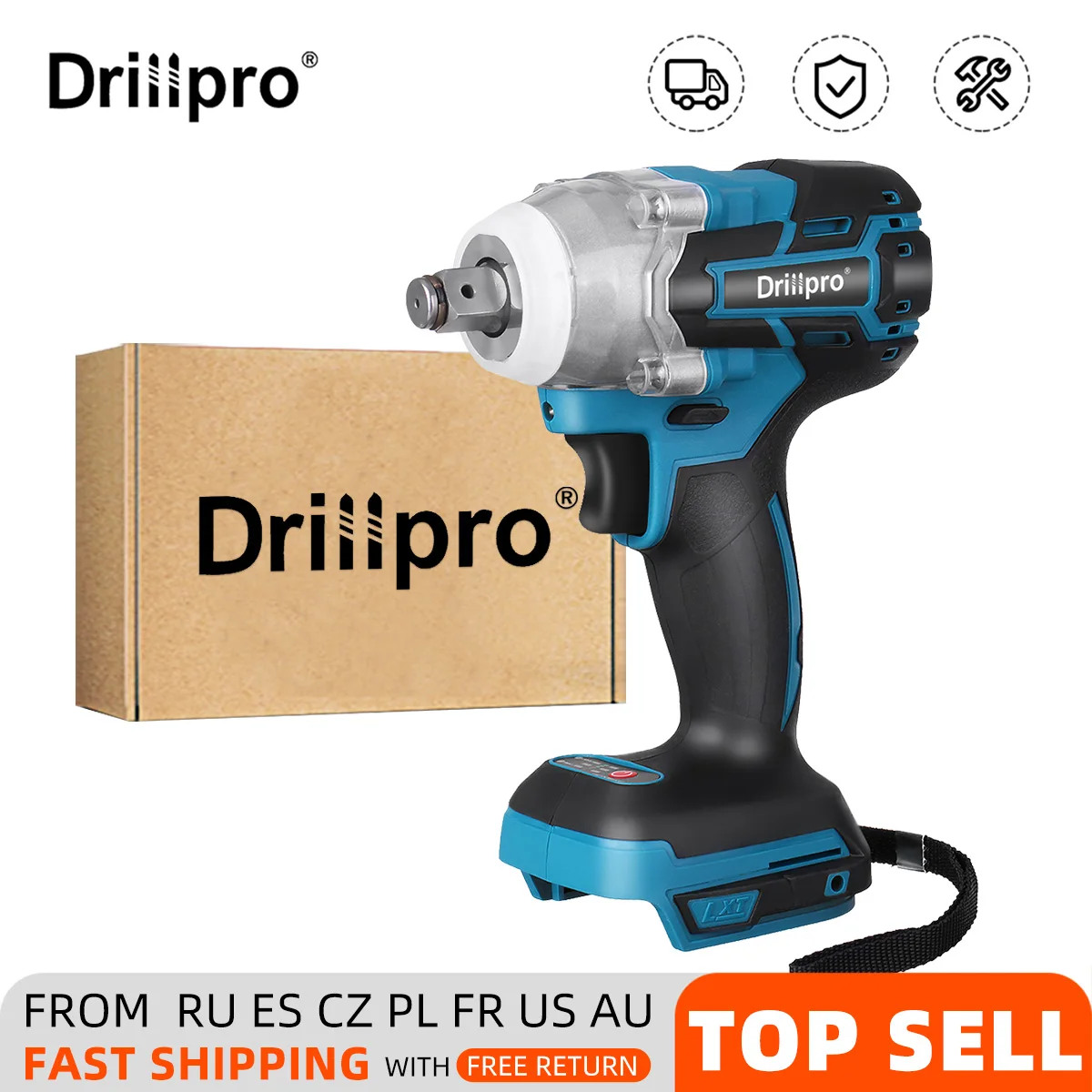 

Drillpro 520NM Torque Brushless Electric Impact Wrench 1/2 inch Cordless Wrench Screwdriver Power Tools For Makita 18V Battery